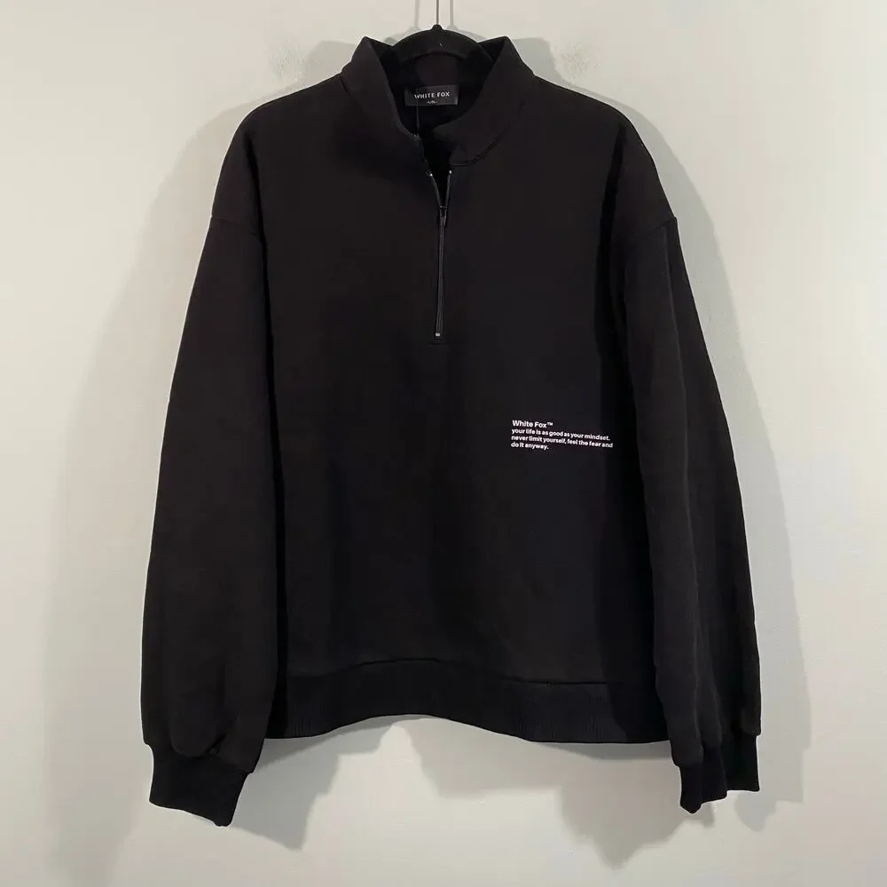 White Fox Boutique Black Sweatshirt with Pink Lettering - Picture 2 of 9